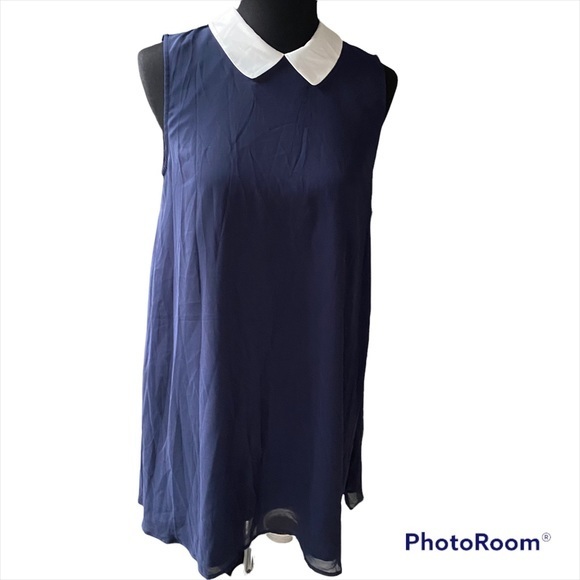 NWT NAVY SWING DRESS WITH PETER PAN COLLAR 💋💋 - Picture 5 of 9